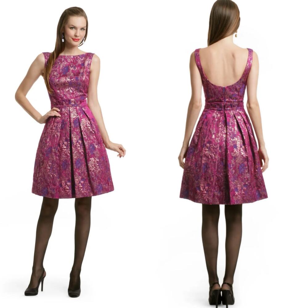 Theia Mad About Fuchsia Jacquard Backless Formal Dress Size‎ 12
